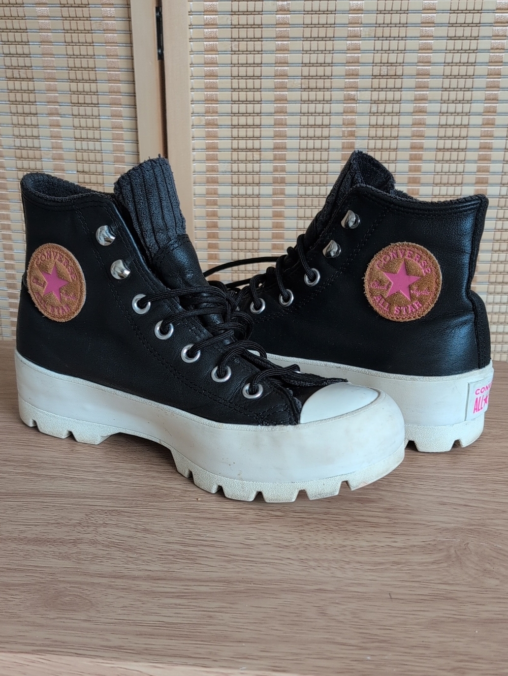 Converse Women's Black High-Top Leather All Star Platform Sneakers
